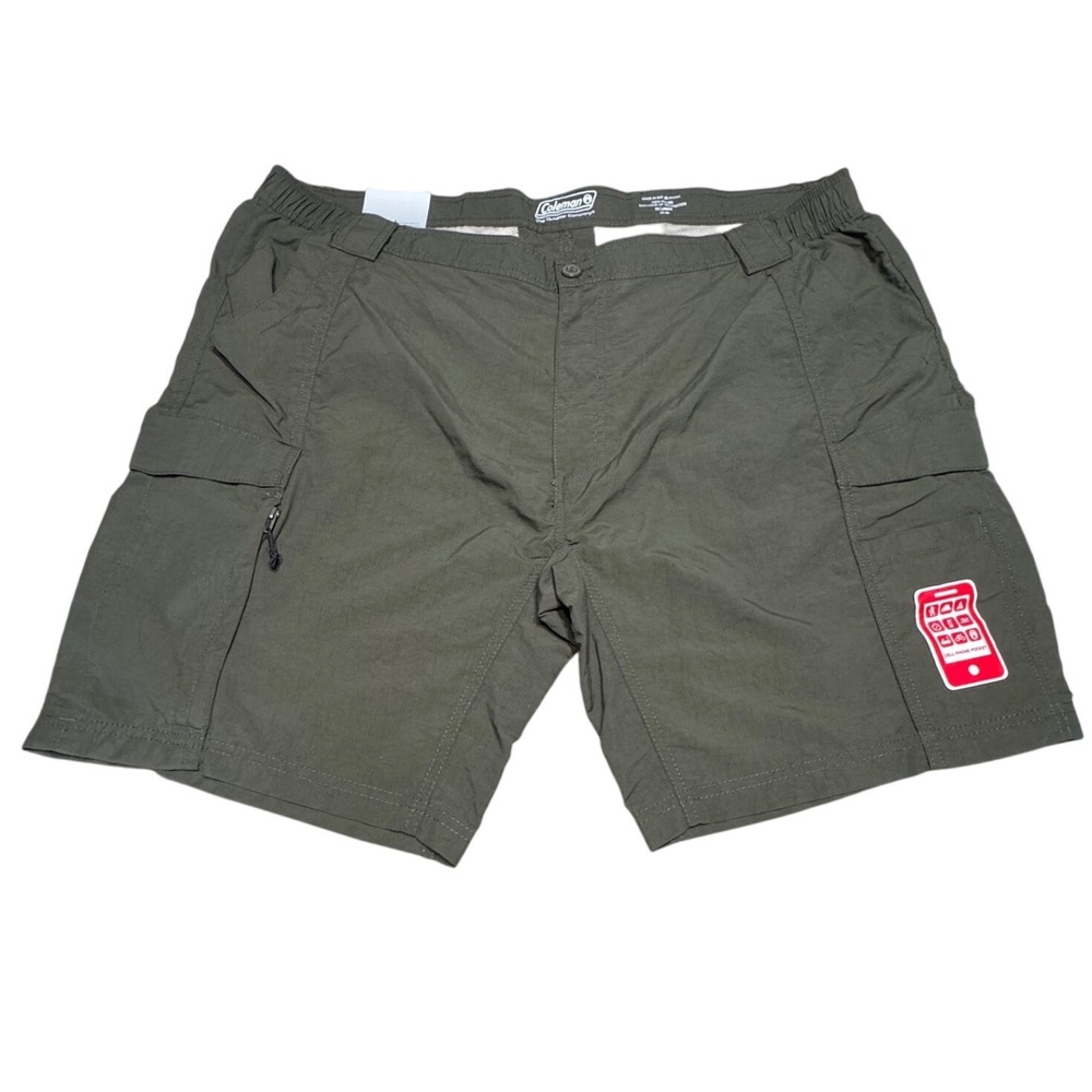 Coleman Cargo Shorts Mens XXL Olive Green Nylon Hiking Outdoor Gorpcore New